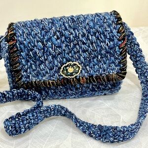 Stylish Blue Woven Women's Bag